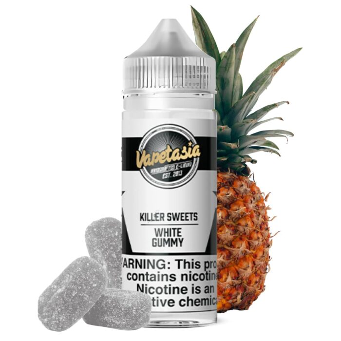 Liquido base libre, categoria Frutal, marca VAPETASIA, sabor Killer Sweets White Gummy, descripcion: Gomitas de Piña 0mg, 3mg y 6mg, presentacion: 100ML, tienda de vapeo onlie Freesmokevape.