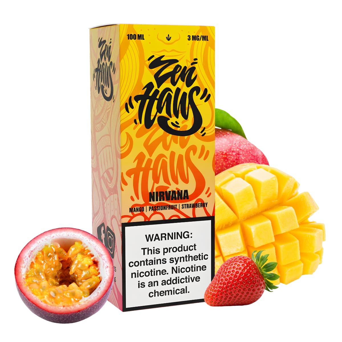 EF-Zen-Haus-Nirvana-FreeSmokeVape Liquido base libre, categoria Frutal, marca ZEN HAUS, sabor Nirvana, descripcion: Mango, Maracuyá, Fresa 0mg, 3mg y 6mg , presentacion: 60ML, tienda de vapeo onlie Freesmokevape.