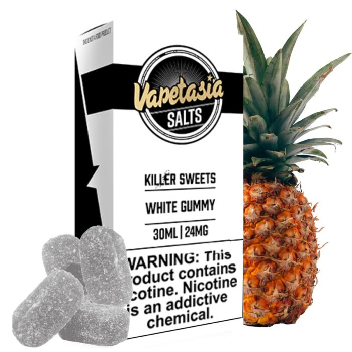 Liquido sales de nicotina, categoria Frutal, marca VAPETASIA, sabor Killer Sweets White Gummy, descripcion: Gomitas de Piña 24mg y 48mg, presentacion: 30ML, tienda de vapeo onlie Freesmokevape.