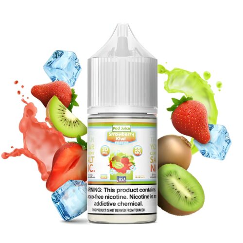 Liquido sales de nicotina, categoria Frio, marca POD JUICE, sabor Strawberry Kiwi Freeze, descripcion: Fresa, Kiwi, Freeze 35mg y 55mg, presentacion: 30ML, tienda de vapeo onlie Freesmokevape.