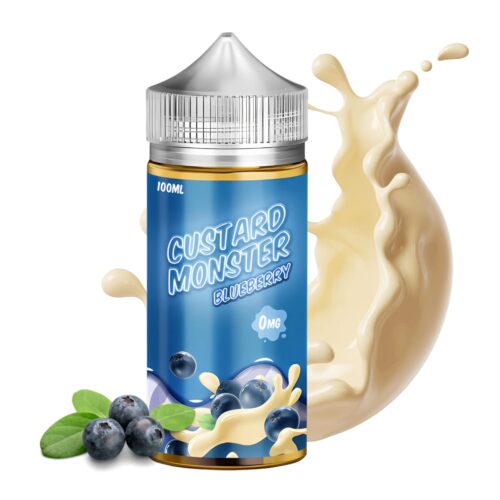 Liquido base libre, categoria Postre, marca MONSTER LABS, sabor Custard Monster Blueberry, descripcion: Arándanos, Natilla Cremosa 0mg, 3mg y 6mg, presentacion: 100ML, tienda de vapeo onlie Freesmokevape.