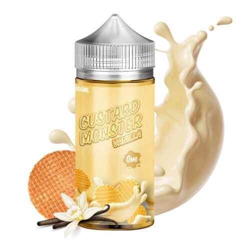 Liquido base libre, categoria Postre, marca MONSTER LABS, sabor Custard Monster Vanilla, descripcion: Vainilla, Natilla Cremosa 0mg, 3mg y 6mg, presentacion: 100ML, tienda de vapeo onlie Freesmokevape.