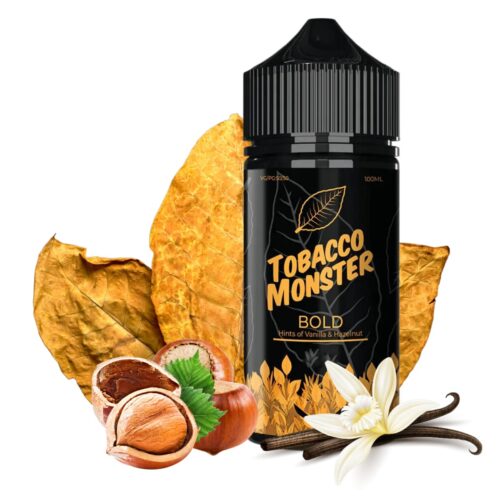 Liquido base libre, categoria Tabaco, marca MONSTER LABS, sabor Tabaco Monster Bold, descripcion: Tabaco, Vainilla, Avellanas 0mg, 3mg y 6mg, presentacion: 100ML, tienda de vapeo onlie Freesmokevape.