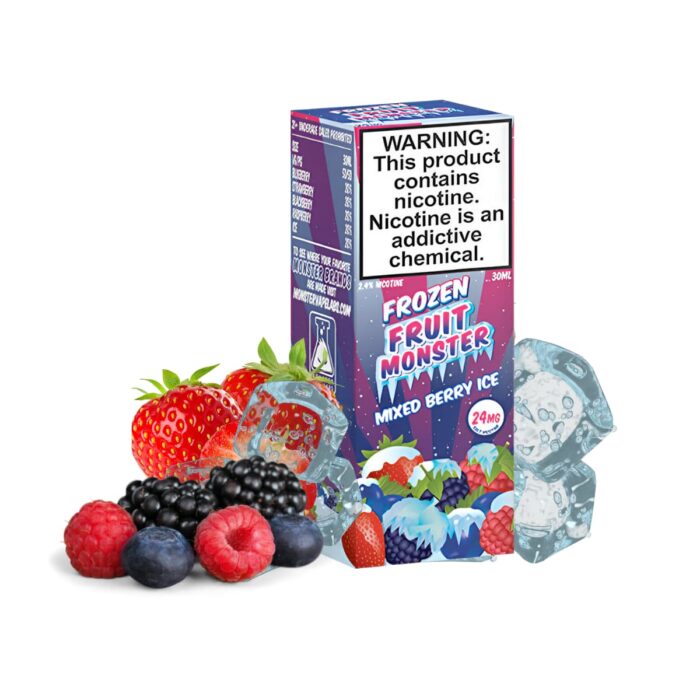 Liquido sales de nicotina, categoria Frio, marca MONSTER LABS, sabor Frozen Fruit Monster Mixed Berry, descripcion: Fresas, Moras, Arándanos, Frambuesas, Frozen 24mg y 48mg, presentacion: 30ML, tienda de vapeo onlie Freesmokevape.