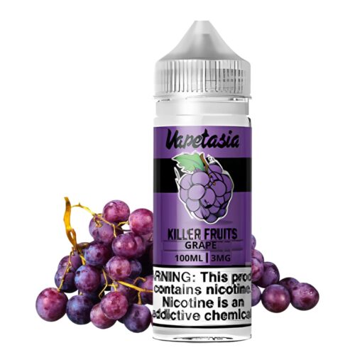 Liquido base libre, categoria Frutal, marca VAPETASIA, sabor Killer Fruit Grape, descripcion: Uva 0mg, 3mg y 6mg, presentacion: 100ML, tienda de vapeo onlie Freesmokevape.