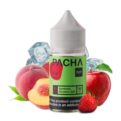 Liquido sales de nicotina, categoria Frio, marca PACHA, sabor Fuji Ice, descripcion: Manzana Roja, Fresa, Durazno, Ice 25mg y 50mg, presentacion: 30ML, tienda de vapeo onlie Freesmokevape.