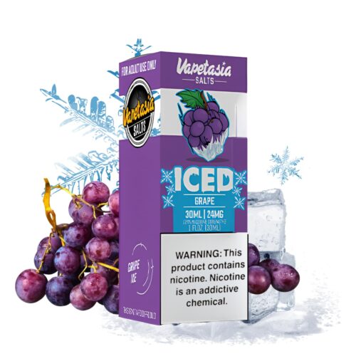 Liquido sales de nicotina, categoria Frio, marca VAPETASIA, sabor Iced Grape, descripcion: Uva, Iced 24mg y 48mg, presentacion: 30ML, tienda de vapeo onlie Freesmokevape.