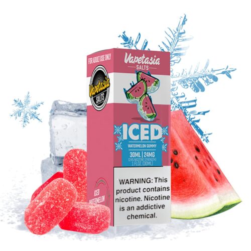 Liquido sales de nicotina, categoria Frio, marca VAPETASIA, sabor Iced Watermelon Gummy, descripcion: Gomitas de Sandia, Iced 24mg y 48mg, presentacion: 30ML, tienda de vapeo onlie Freesmokevape.