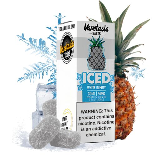 Liquido sales de nicotina, categoria Frio, marca VAPETASIA, sabor Iced White Gummy, descripcion: Gomitas de Piña, Iced 24mg y 48mg, presentacion: 30ML, tienda de vapeo onlie Freesmokevape.