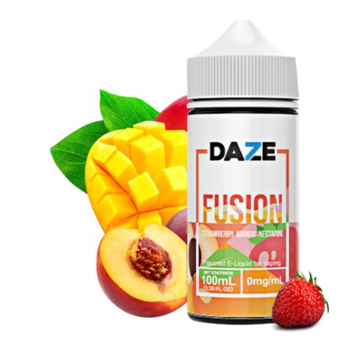 Liquido base libre, categoria Frutal, marca DAZE, sabor Fusion Strawberry Mango Neactarin, descripcion: Fresa, Mango, Melocotón 0mg, 3mg y 6mg , presentacion: 100ML, tienda de vapeo onlie Freesmokevape.