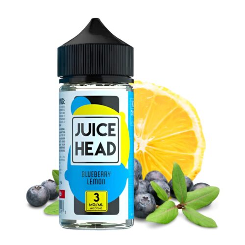 Liquido base libre, categoria Frutal, marca JUICE HEAD, sabor Blueberry Lemon, descripcion: Arándanos, Limón 0mg, 3mg y 6mg, presentacion: 100ML, tienda de vapeo onlie Freesmokevape.