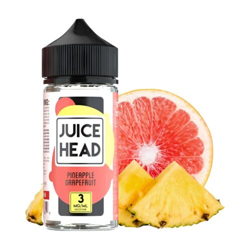 Liquido base libre, categoria Frutal, marca JUICE HEAD, sabor Pineapple Grapefruit, descripcion: Piña, Toronja 0mg, 3mg y 6mg, presentacion: 100ML, tienda de vapeo onlie Freesmokevape.