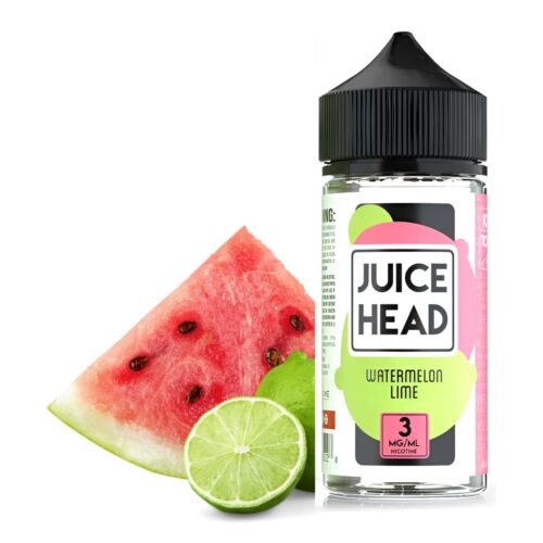 Liquido base libre, categoria Frutal, marca JUICE HEAD, sabor Watermelon Lime, descripcion: Sandia, Lima 0mg, 3mg y 6mg, presentacion: 100ML, tienda de vapeo onlie Freesmokevape.