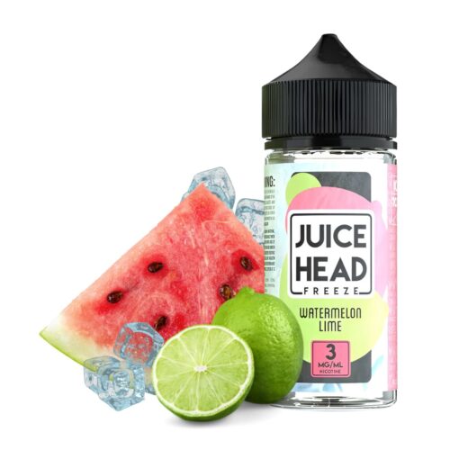 Liquido base libre, categoria Frio, marca JUICE HEAD, sabor Freeze Watermelon Lime, descripcion: Sandia, Lima, Freeze 0mg, 3mg y 6mg, presentacion: 100ML, tienda de vapeo onlie Freesmokevape.