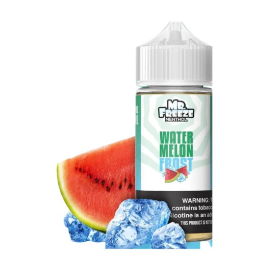 Liquido base libre, categoria Frio, marca MR. FREEZE, sabor Watermelon Frost, descripcion: Sandia, Mentol 0mg, 3mg y 6mg, presentacion: 100ML, tienda de vapeo onlie Freesmokevape.