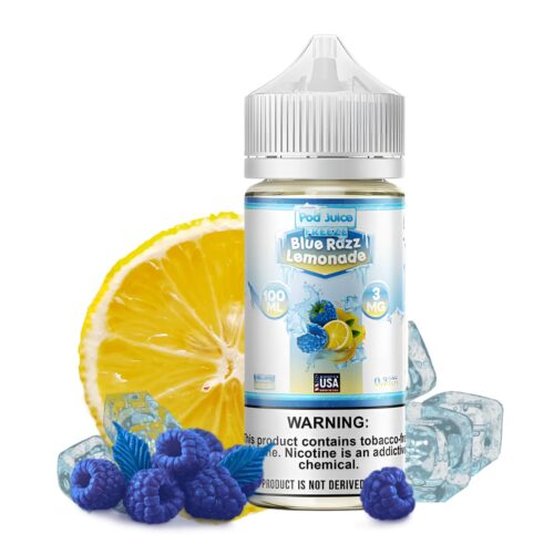 Liquido base libre, categoria Frio, marca POD JUICE, sabor Freeze Blue Razz Lemonade, descripcion: Frambuesa Azul, Limonada, Freeze 0mg, 3mg y 6mg , presentacion: 100ML, tienda de vapeo onlie Freesmokevape.