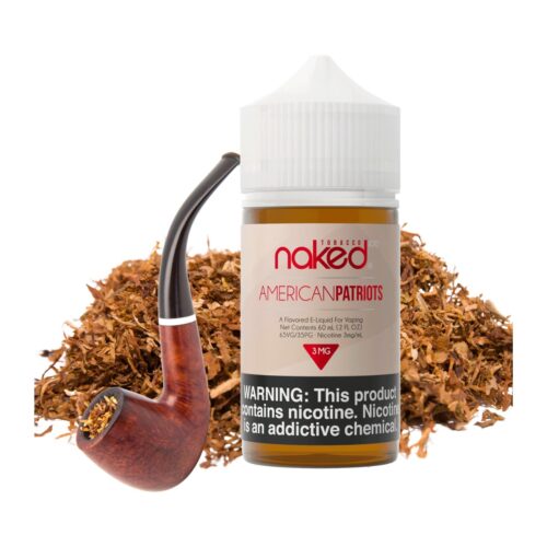 Liquido base libre, categoria Tabaco, marca NAKED 100, sabor Tobacco American Patriots, descripcion: Tabaco Tradicional 0mg, 3mg y 6mg, presentacion: 60ML, tienda de vapeo onlie Freesmokevape.