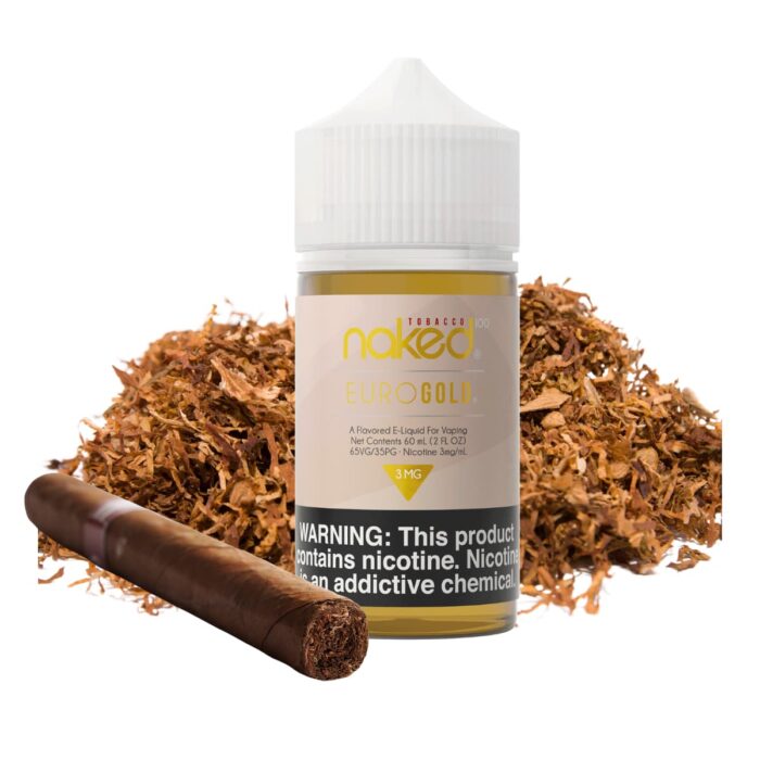 Liquido base libre, categoria Tabaco, marca NAKED 100, sabor Tobacco Euro Gold, descripcion: Tabaco Light 0mg, 3mg y 6mg, presentacion: 60ML, tienda de vapeo onlie Freesmokevape.