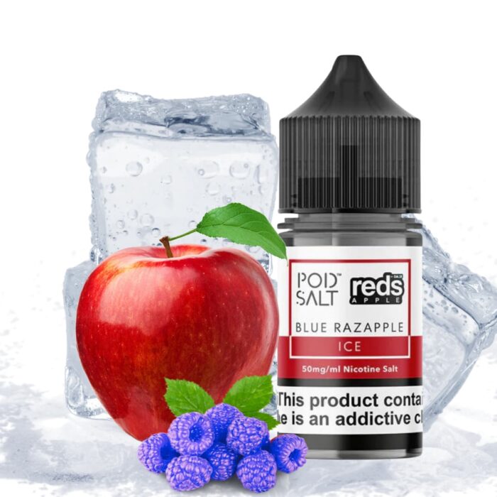 Liquido sales de nicotina, categoria Frio, marca POD SALT HIT THE SPOT, sabor Reds Blue Razapple Ice, descripcion: Manzanas Roja, Frambuesa Azul, Ice 25mg y 50mg, presentacion: 30ML, tienda de vapeo onlie Freesmokevape.