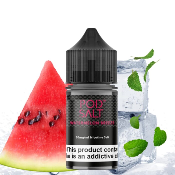 Liquido sales de nicotina, categoria Frio, marca POD SALT HIT THE SPOT, sabor Watermelon Breeze, descripcion: Sandía, Ice 25mg y 50mg, presentacion: 30ML, tienda de vapeo onlie Freesmokevape.