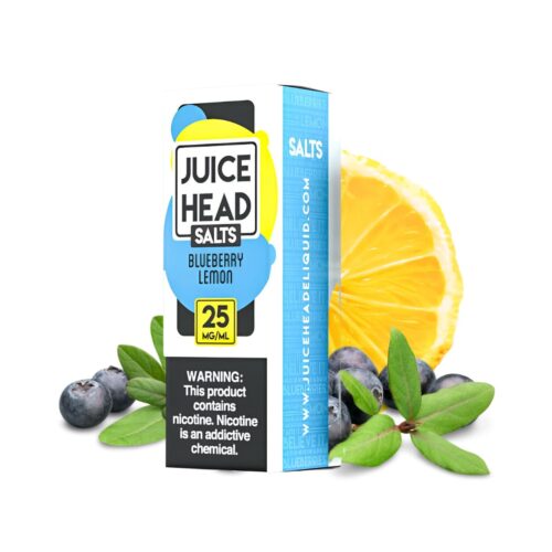 Liquido sales de nicotina, categoria Frutal, marca JUICE HEAD, sabor Blueberry Lemon, descripcion: Arándanos, Limón 25mg, 35mg y 50mg, presentacion: 30ML, tienda de vapeo onlie Freesmokevape.