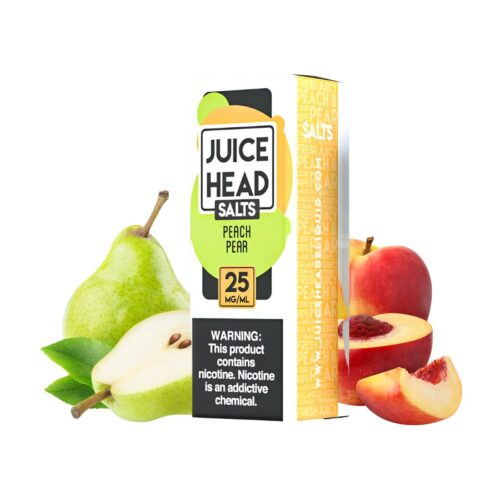 Liquido sales de nicotina, categoria Frutal, marca JUICE HEAD, sabor Peach Pear, descripcion: Durazno, Pera 25mg, 35mg y 50mg, presentacion: 30ML, tienda de vapeo onlie Freesmokevape.