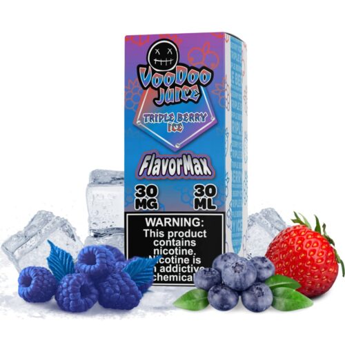 Liquido sales de nicotina, categoria Frio, marca VOODOO JOOS, sabor Triple Berry Ice, descripcion: Frambuesa Azul, Fresa, Arándano, Ice 30mg y 50mg, presentacion: 30ML, tienda de vapeo onlie Freesmokevape.