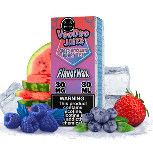 Liquido sales de nicotina, categoria Frio, marca VOODOO JOOS, sabor Watermelon Berry Ice, descripcion: Frambuesa Azul, Fresa, Arándano, Sandia, Ice 30mg y 50mg, presentacion: 30ML, tienda de vapeo onlie Freesmokevape.