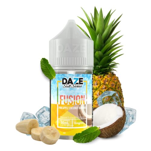 Liquido sales de nicotina, categoria Frio, marca DAZE, sabor Fusion Ice Pineapple Coconut Banana, descripcion: Coco, Piña, Banana, Iced 30mg y 50mg, presentacion: 30ML, tienda de vapeo onlie Freesmokevape.