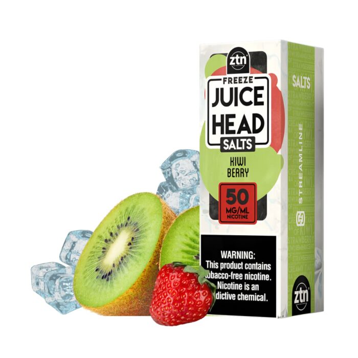Liquido sales de nicotina, categoria Frio, marca JUICE HEAD, sabor Freeze Kiwi Berry, descripcion: Fresa, Kiwi, Freeze 25mg, 35mg y 50mg, presentacion: 30ML, tienda de vapeo onlie Freesmokevape.