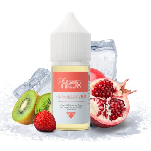 Liquido sales de nicotina, categoria Frio, marca NAKED 100, sabor Menthol Strawberry Pom, descripcion: Fresas, Kiwi, Granada, Mentol 35mg y 50mg, presentacion: 30ML, tienda de vapeo onlie Freesmokevape.