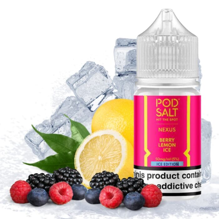 Liquido sales de nicotina, categoria Frio, marca POD SALT HIT THE SPOT, sabor Berry Lemon Ice, descripcion: Frambuesa, Blueberry,Lima,ice 25mg y 50mg, presentacion: 30ML, tienda de vapeo onlie Freesmokevape.