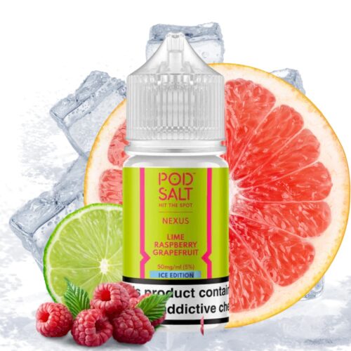 Liquido sales de nicotina, categoria Frio, marca POD SALT HIT THE SPOT, sabor Lime Raspberry Grapefruit, descripcion: Limón, Frambuesa, Tangelo 25mg y 50mg, presentacion: 30ML, tienda de vapeo onlie Freesmokevape.