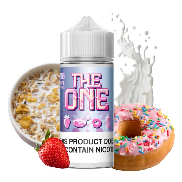 Liquido base libre, categoria Postre, marca THE ONE, sabor Strawberry, descripcion: Fresa, Dona, Cereal, Leche 0mg, 3mg y 6mg, presentacion: 100ML, tienda de vapeo onlie Freesmokevape.