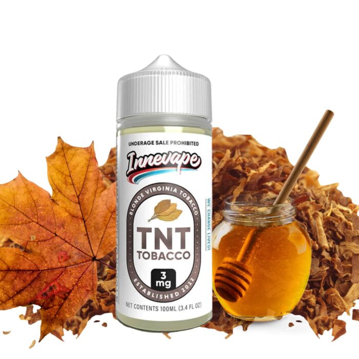 Liquido base libre, categoria Tabaco, marca INNEVAPE, sabor Tnt Virginia Tobaco, descripcion: Tabaco, Jarabe De Arce 0mg, 3mg y 6mg, presentacion: 100ML, tienda de vapeo onlie Freesmokevape.