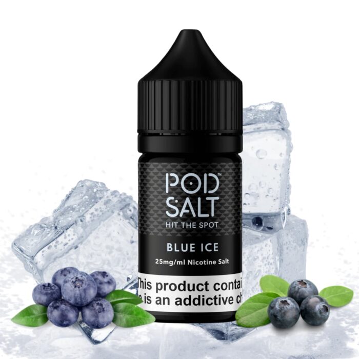 Liquido sales de nicotina, categoria Frio, marca POD SALT HIT THE SPOT, sabor Blue Ice, descripcion: Arándanos, Ice 25mg y 50mg, presentacion: 30ML, tienda de vapeo onlie Freesmokevape.