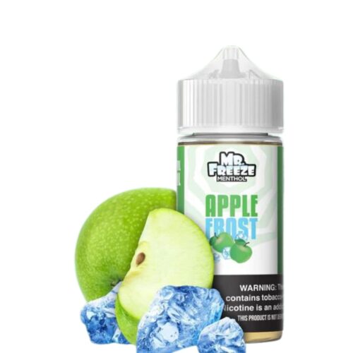 Liquido base libre, categoria Frio, marca MR. FREEZE, sabor Apple Frost, descripcion: Manzana, Freeze 0mg, 3mg y 6mg , presentacion: 100ML, tienda de vapeo onlie Freesmokevape.