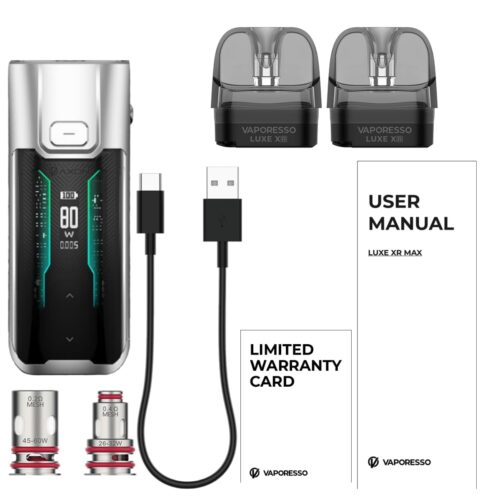 Categoria: Equipo Pod, marca: VAPORESSO, Referencia: Luxe XR Max Kit Silver, presentacion: Unidad, tienda de vapeo onlie Freesmokevape.