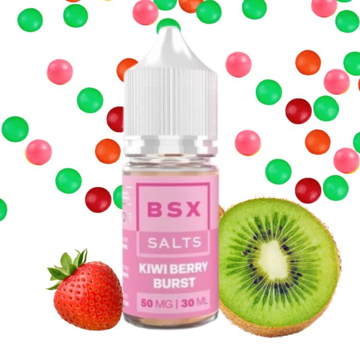Liquido sales de nicotina, categoria Frutal, marca GLAS VAPOR, sabor BSX Kiwi Berry Burst , descripcion: Dulces de Kiwi, Fresa 30mg y 50mg, presentacion: 30ML, tienda de vapeo onlie Freesmokevape.