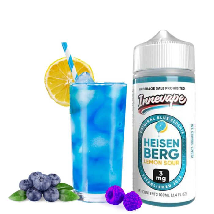 Liquido base libre, categoria Frutal, marca INNEVAPE, sabor Heisenberg Lemon Sour, descripcion: Limonada, Frambuesa Azul, Arándano 0mg, 3mg y 6mg , presentacion: 100ML, tienda de vapeo onlie Freesmokevape.