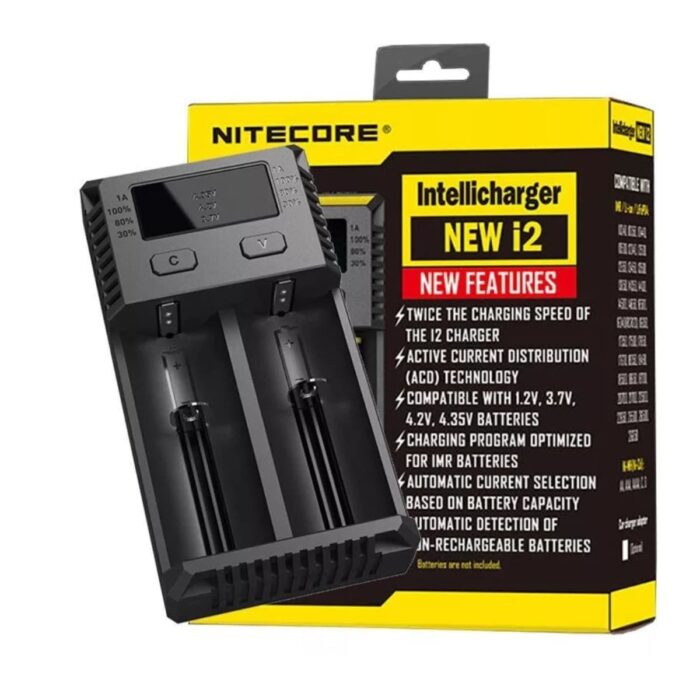 Categoria: Cargador De Bateria 18650 , marca: NITECORE, Referencia: Cargador Nitecore I2, presentacion: Unidad, tienda de vapeo onlie Freesmokevape.