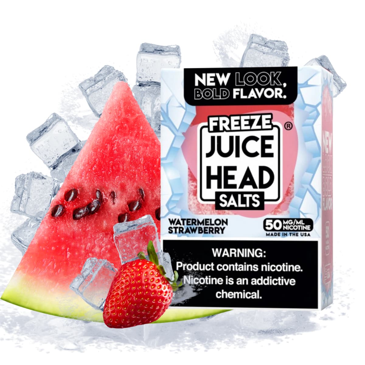 Liquido sales de nicotina, categoria Frutal, marca JUICE HEAD, sabor Watermelon Strawberry Freeze , descripcion: Sandía, Fresas, Freeze 25mg, 35mg y 50mg, presentacion: 30ML, tienda de vapeo onlie Freesmokevape.