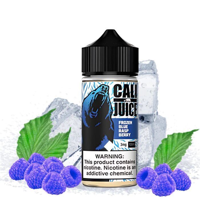 Liquido base libre, categoria Frio, marca CALI JUICE, sabor Frozen Blue Raspberry, descripcion: Frambuesa Azul, Freeze 0mg, 3mg y 6mg, presentacion: 100ML, tienda de vapeo onlie Freesmokevape.