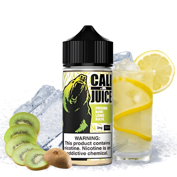 Liquido base libre, categoria Frio, marca CALI JUICE, sabor Frozen Kiwi Lemonade, descripcion: Kiwi, Limonada, Freeze 0mg, 3mg y 6mg, presentacion: 100ML, tienda de vapeo onlie Freesmokevape.