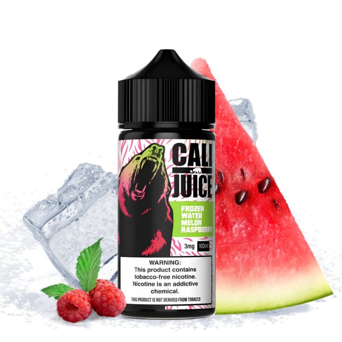 Liquido base libre, categoria Frio, marca CALI JUICE, sabor Watermelon Raspberry, descripcion: Sandía, Frambuesa, Freeze 0mg, 3mg y 6mg, presentacion: 100ML, tienda de vapeo onlie Freesmokevape.