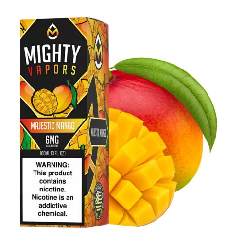 Liquido sales de nicotina, categoria Frutal, marca MIGHTY VAPORS, sabor Frozen Majestic Mango , descripcion: Mango 0mg, 3mg y 6mg, presentacion: 100ML, tienda de vapeo onlie Freesmokevape.