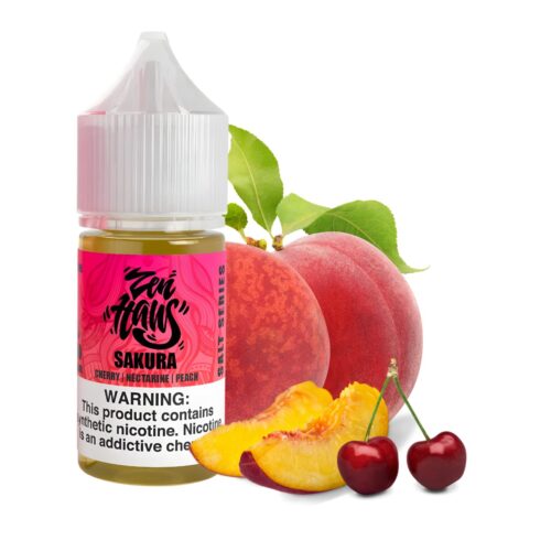 Liquido sales de nicotina, categoria Frutal, marca ZEN HAUS, sabor Sakura, descripcion: Cereza, Nectarina, Durazno 30mg y 50mg, presentacion: 30ML, tienda de vapeo onlie Freesmokevape.