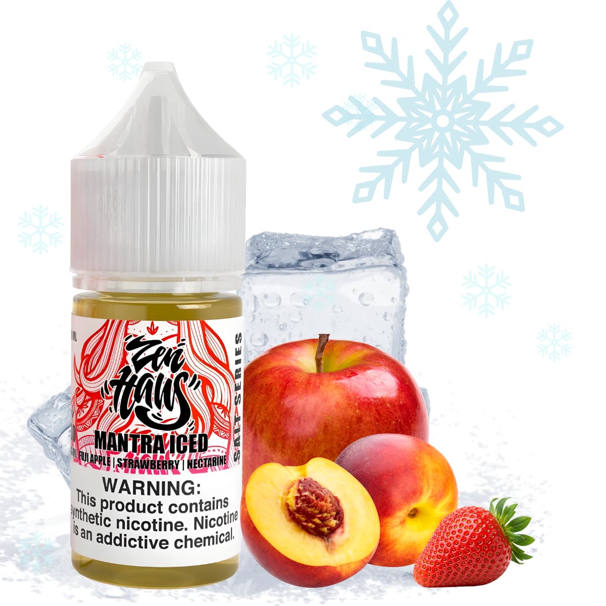 SM-Zen-Haus-Mantra-Iced-FreeSmokeVape Liquido sales de nicotina, categoria Frio, marca ZEN HAUS, sabor Mantra Iced, descripcion: Manzana Fuji, Fresa, Nectarina, Ice 30mg y 50mg, presentacion: 30ML, tienda de vapeo onlie Freesmokevape.