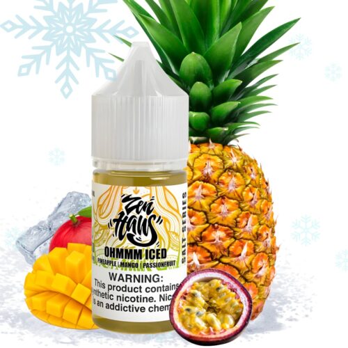 Liquido sales de nicotina, categoria Frio, marca ZEN HAUS, sabor Ohmmm Iced, descripcion: Piña, Mango, Maracuyá, Ice 30mg y 50mg, presentacion: 30ML, tienda de vapeo onlie Freesmokevape.