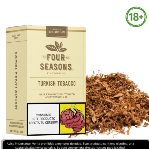 Liquido sales de nicotina, categoria Tabaco, marca FOUR SEASON, sabor Four Seasons Turkish Tobacco, descripcion: Tabaco Turco 30mg y 50mg, presentacion: 30ML, tienda de vapeo onlie Freesmokevape.